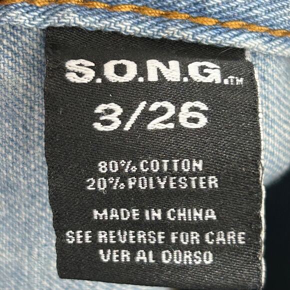 SONG Classic Mom Jeans Womens 3 Button Fly Distressed Ripped Light Wash - Picture 6 of 10